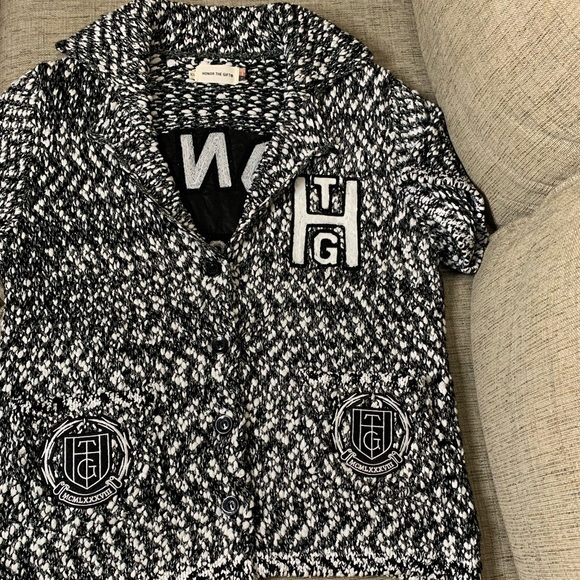 💫HP‼️💫 NWOT HONOR THE GIFT Honoree Camp Sweater in Marled Black/White, Size XS - Picture 5 of 10